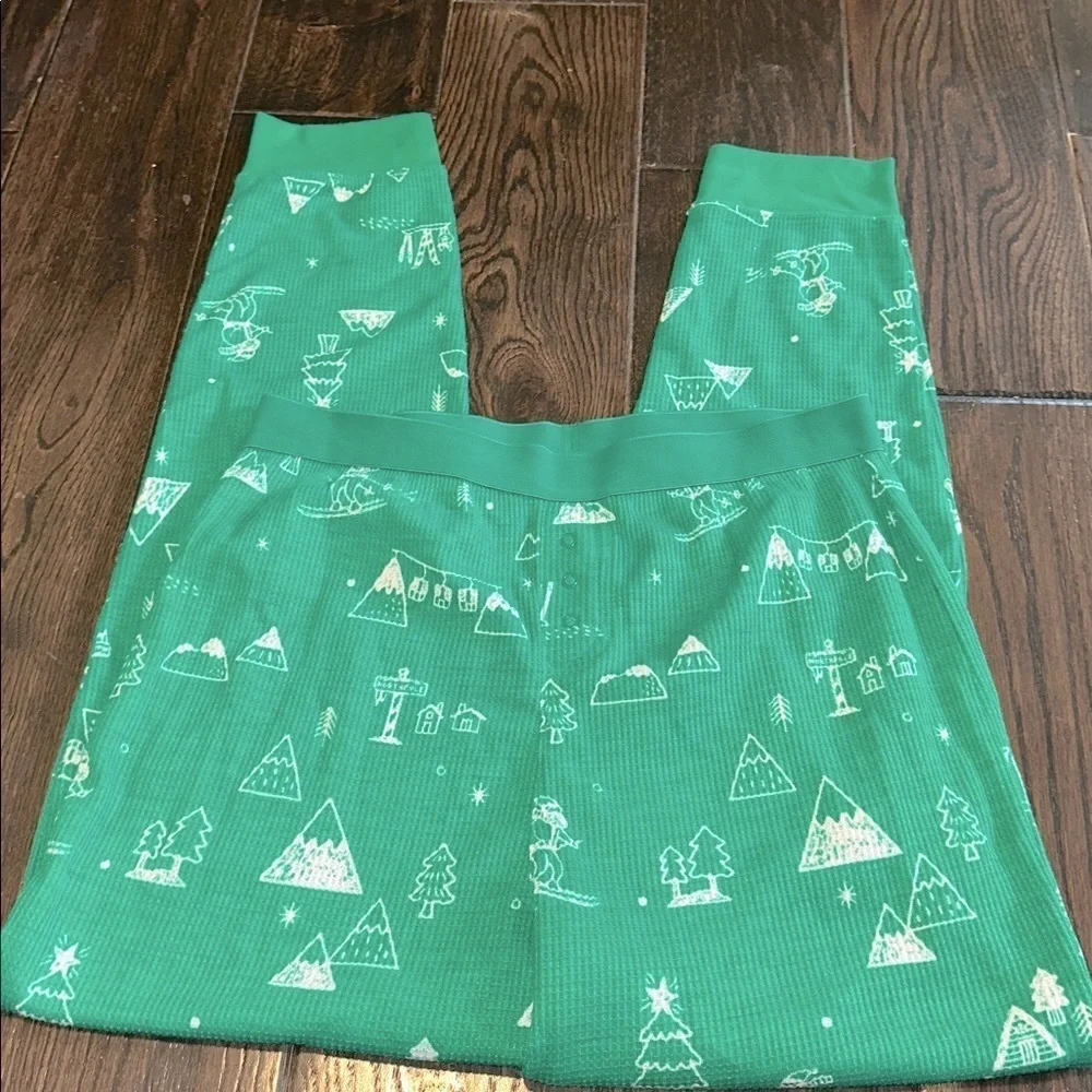 Wondershop Green Kids Christmas holiday Pajama thermal knit Pants size XLarge